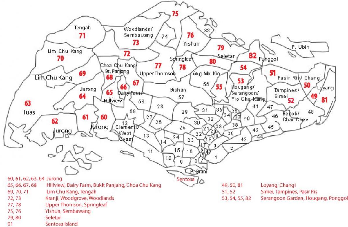 სინგაპურის საფოსტო კოდი რუკა