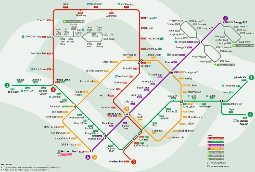 mrt სისტემა რუკა სინგაპური