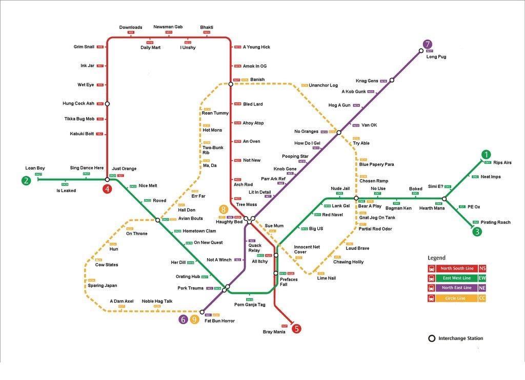 სინგაპურის mrt სადგური რუკა