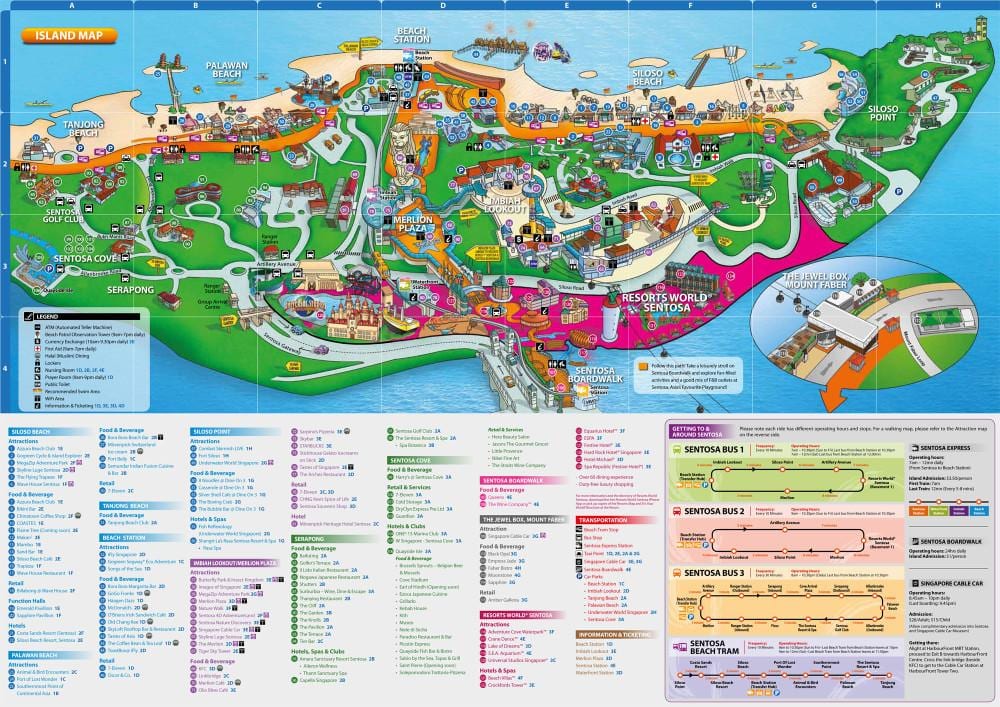 sentosa რუკა ატრაქციონები
