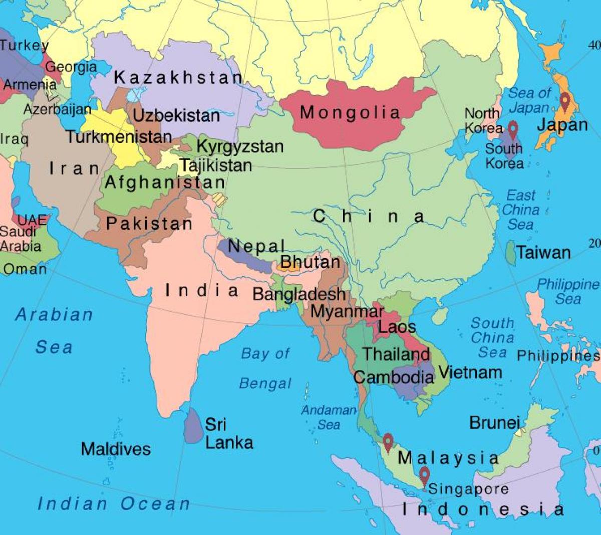 სინგაპურში აზიის რუკა