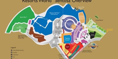 კურორტები მსოფლიოს Sentosa რუკა